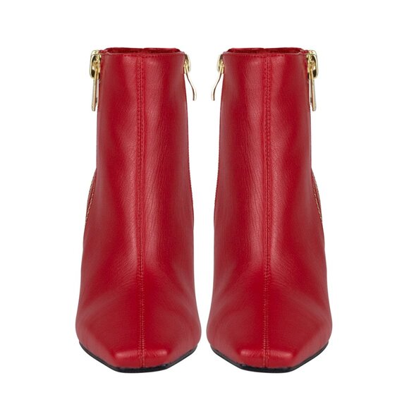 Stylish Modern Womens Red Green Metal High Heel Double Zipper Ankle Boots - Picture 7 of 8